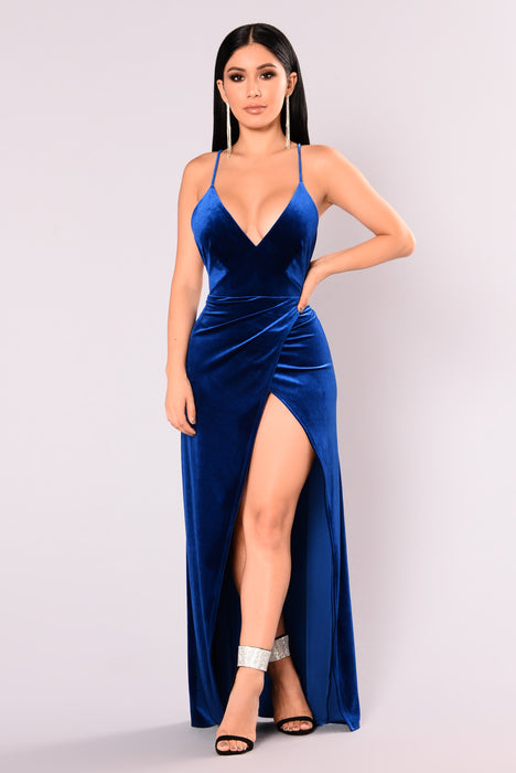 Angelique Velvet Maxi Dress - Royal ...